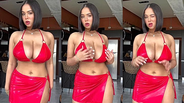 AudryAdames Teasing big boobs in Red small dress clip leaked