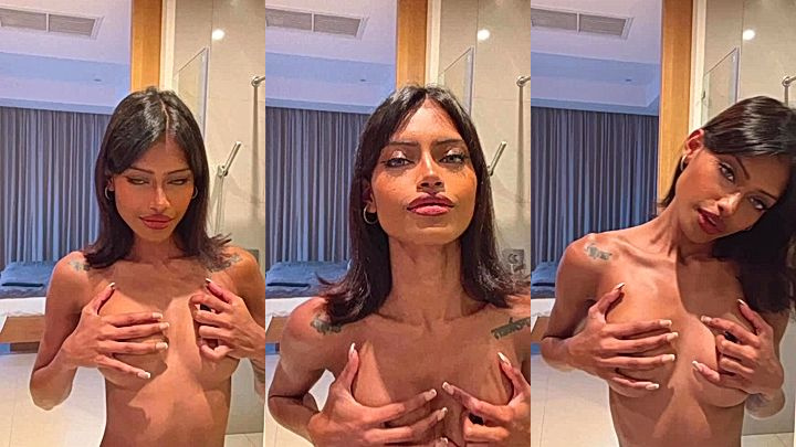 Anna Celeste hiding her small tits teaing leaked video