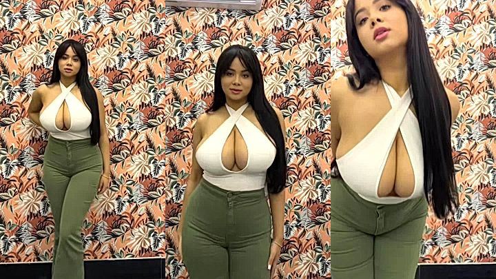 AudryAdames Showing her Big Tits in White Dress leaked video