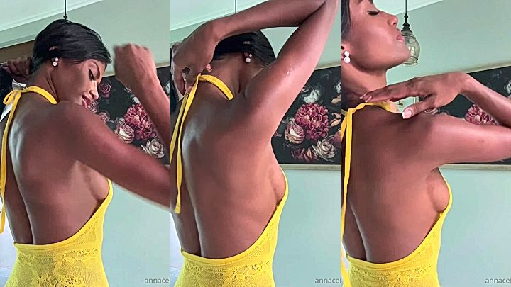 Anna Celeste teasing small tits in yellow colour dress leaked video