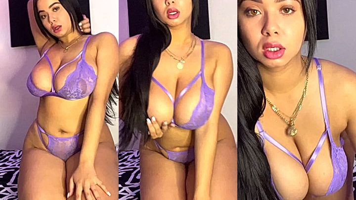 Dominican Big Tits girl violet dress teasing video
